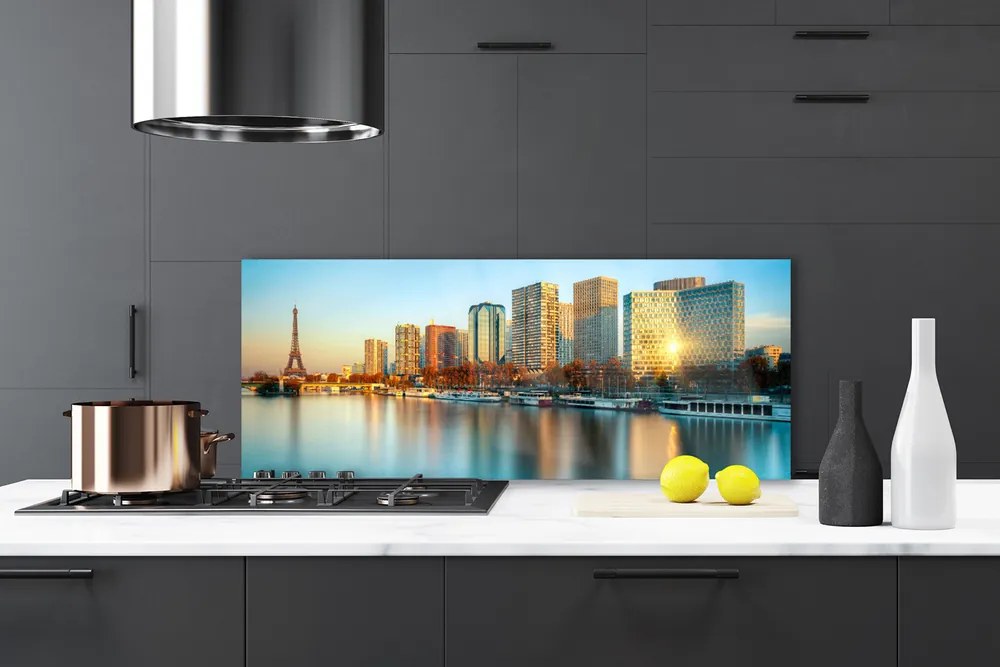 Szkło do Kuchni na Ścianę Paryski Szyk nad Wodą