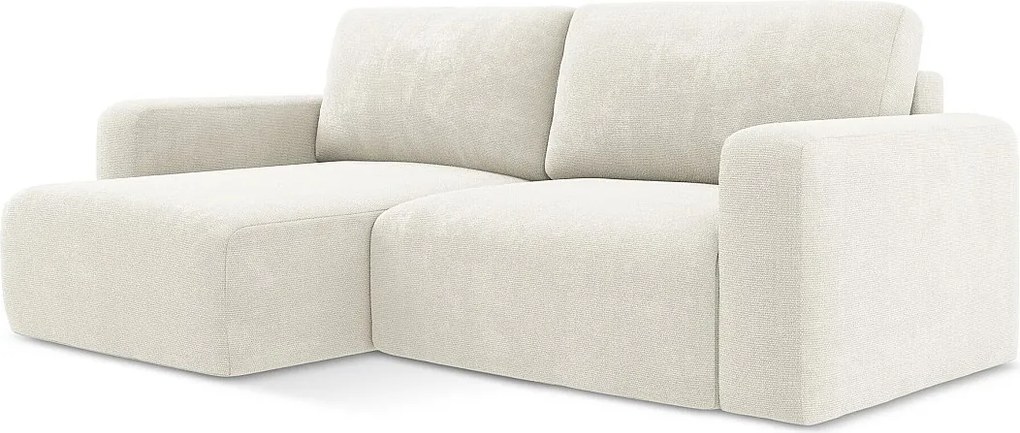 Narożnik lewostronny z funkcją spania - z tkaniny szenilowej - biały - KONA