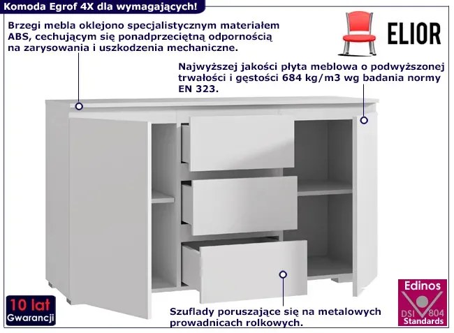 Biała nowoczesna komoda 120 cm - Elsinor 4X