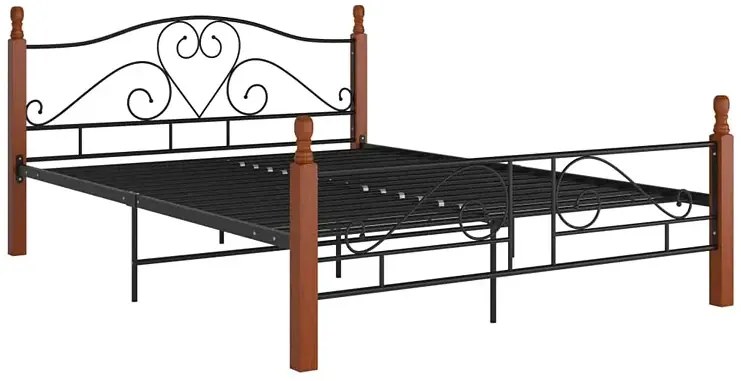 Łózko metalowe czarny + ciemny dąb 120x200 cm - Dexir