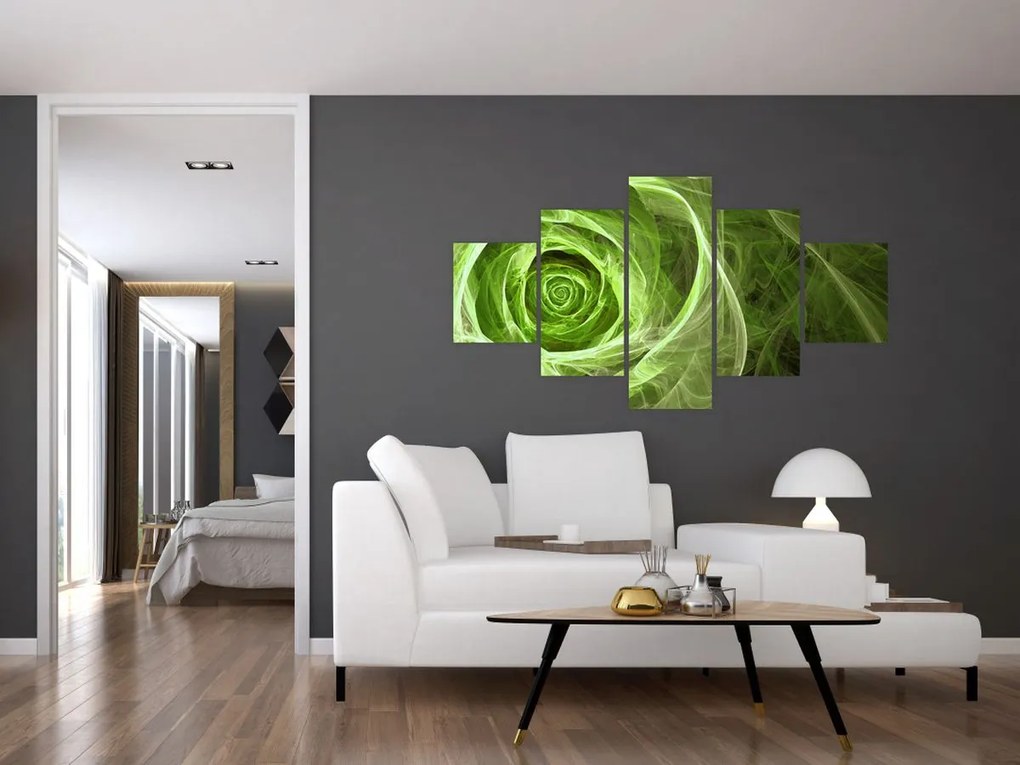 Obraz - Abstrakcyjny zielony róż (125x70 cm)