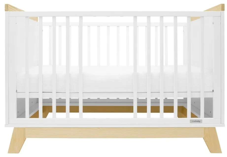 New Baby Łóżeczko dziecięce Marcus z barierką,białe/naturalne
