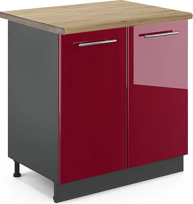 Szafka pod zlew bordowa czerwień wysoki połysk 80x60x82 fame-line