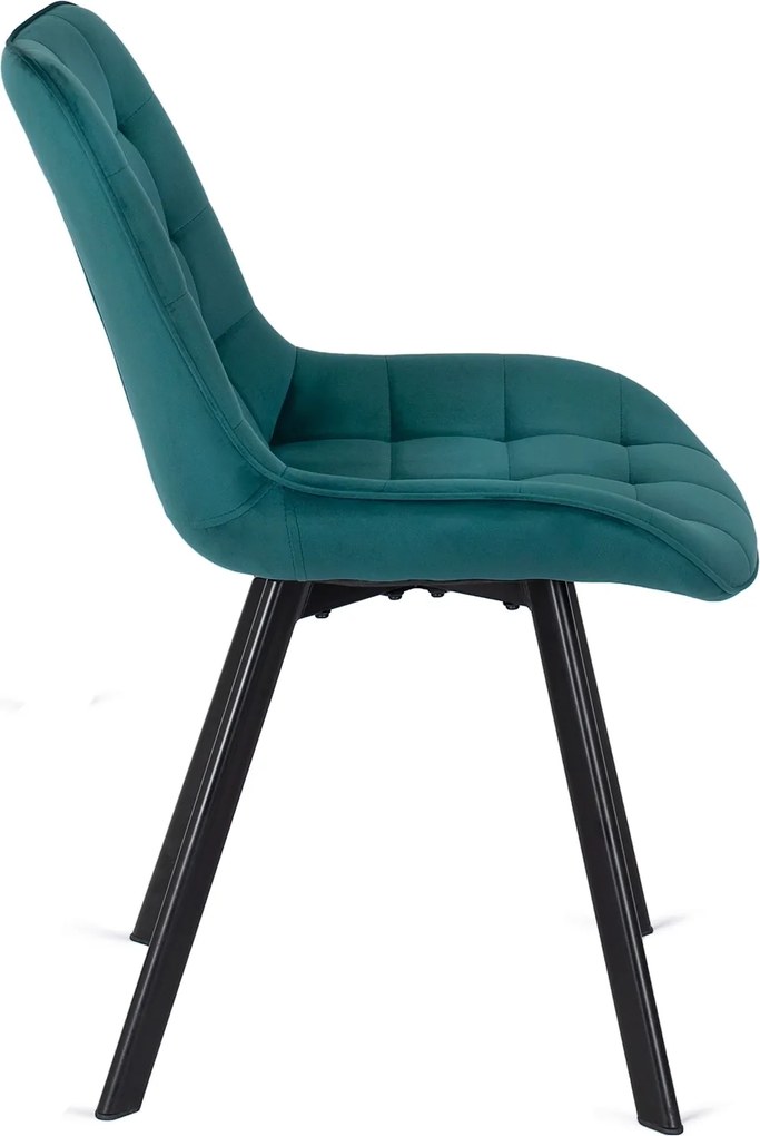 Zestaw Stół Okrągły Rozkładany HARRY 102-142 cm Dąb Craft/Czarny i 4 Krzesła Tapicerowane RICK Turkusowe Nowoczesne