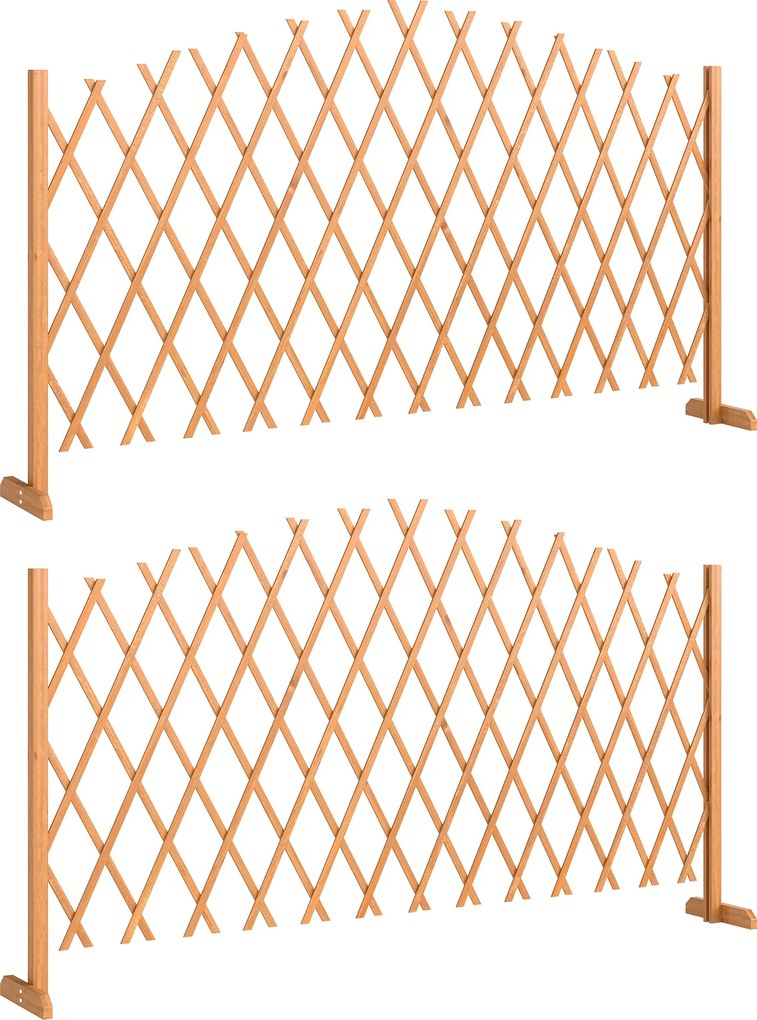 Outsunny Kratka nożycowa 2-częściowy zestaw rozszerzalna wolnostojąca z podstawami 180 x 30 x 103 cm Brązowa | Aosom PL