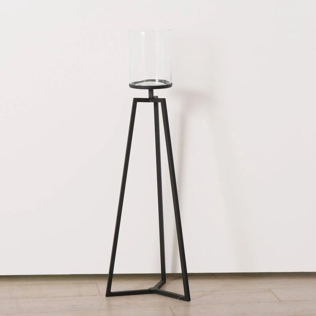 Szklane świeczniki na metalowym stelażu Cosa, 75-95 cm