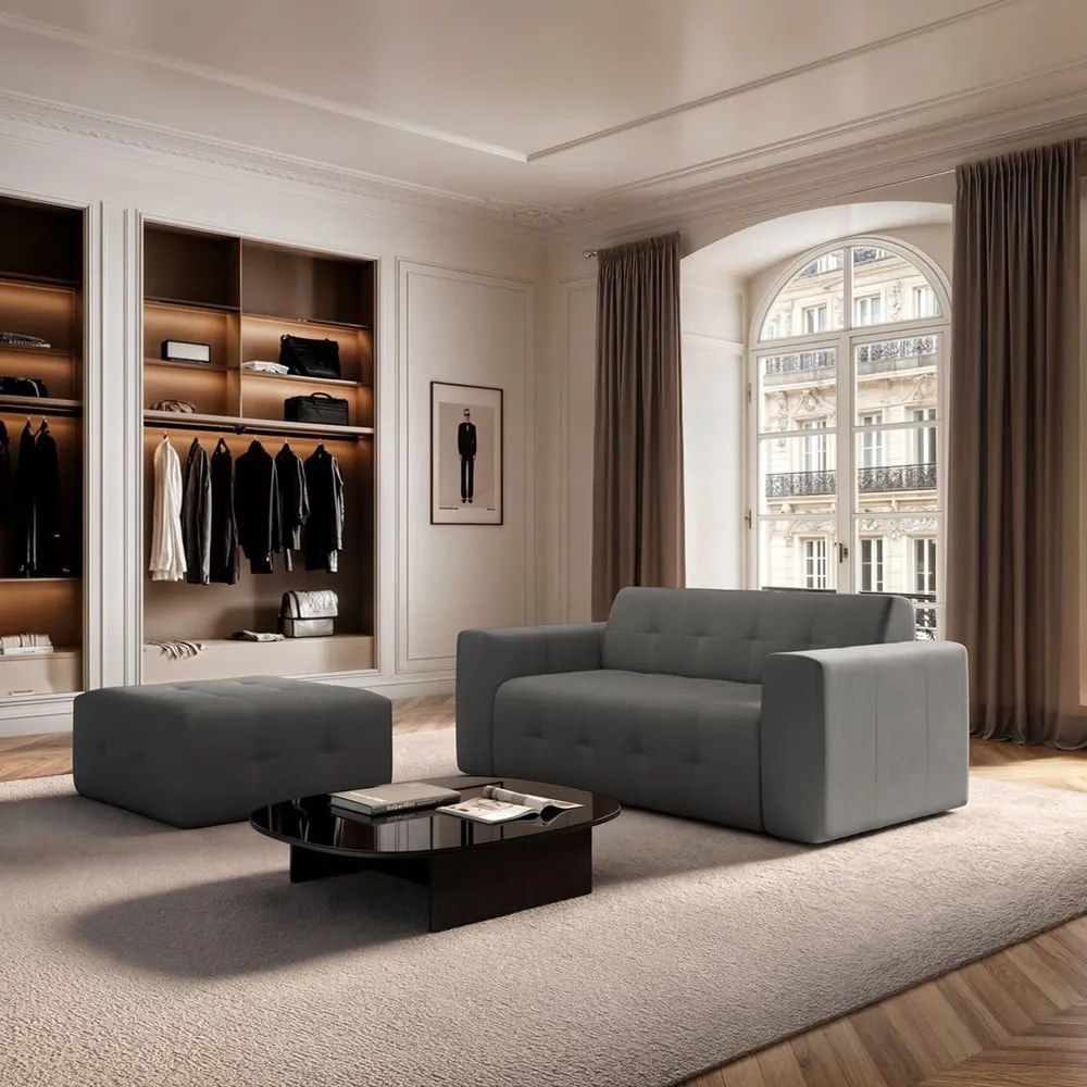 Szara aksamitna sofa 199 cm Tuil – Rodier