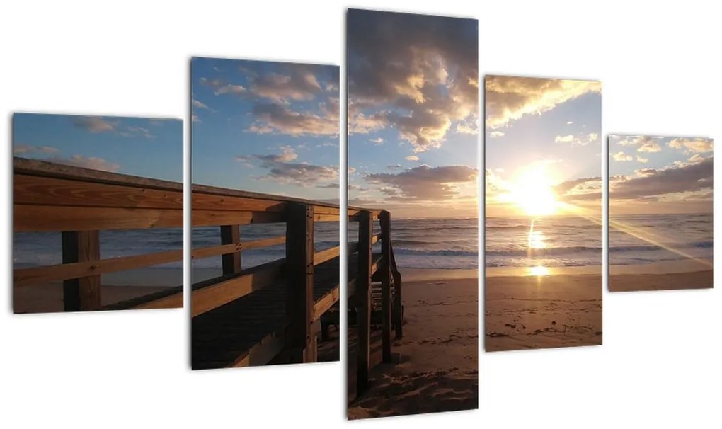 Obraz molo, plaży i morza (125x70 cm)