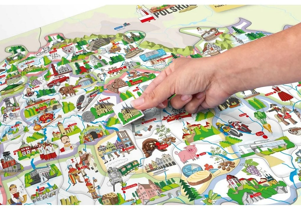 Woody Mapa magnetyczna Republiki Czeskiej 3w1