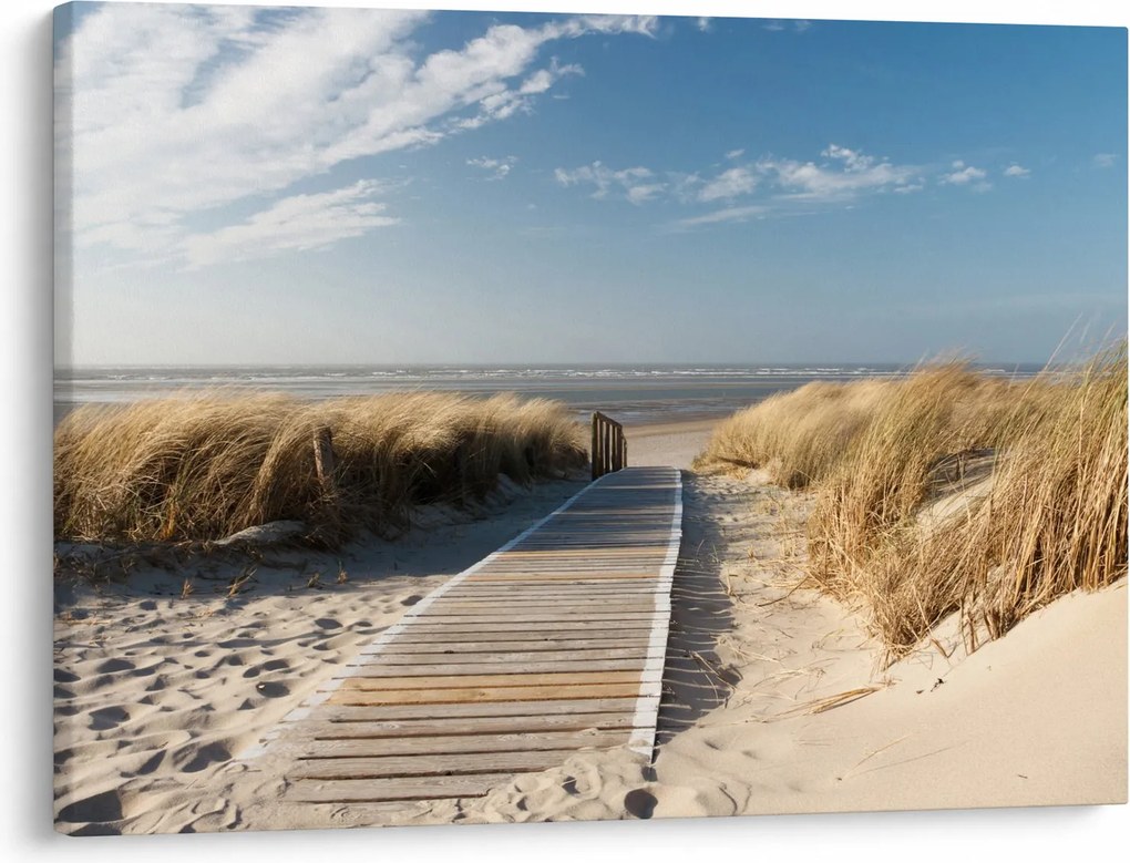 Obraz - Piaszczysta plaża na wyspie Langeoog, Niemcy (70x50 cm)