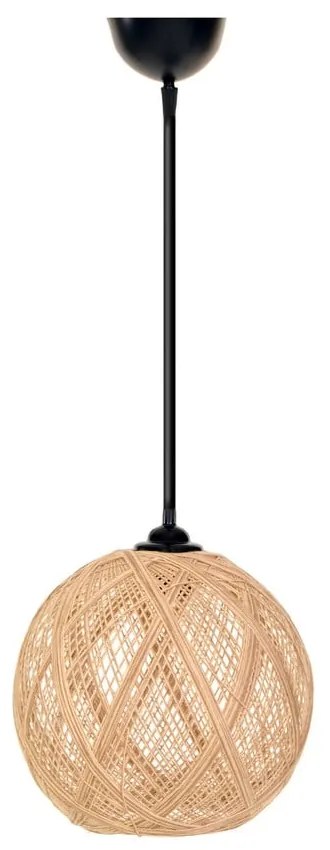 Czarno-naturalna lampa wisząca z kloszem z juty ø 24 cm – Opviq lights