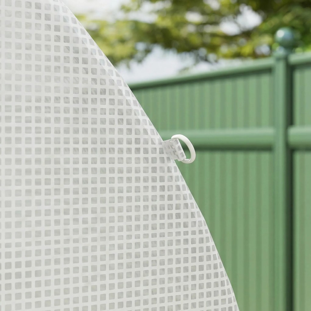 Outsunny Folia do szklarni 4 x 2 m, wodoodporna folia ogrodowa z drzwiami, 8 okien, ochrona UV, odporna polietylenowa, biały | Aosom PL