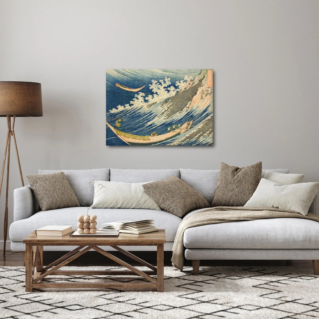 Obraz - Katsushika Hokusai, Fishing Boats at Choshi in Shimosa (Soshu Choshi) , reprodukcje (70x50 cm)