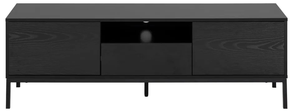 Czarna szafka pod TV w dekorze jesionu 140x45 cm Seaford – Actona