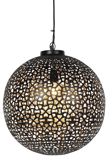 Orientalna lampa wisząca czarna ze złotem 45cm - RadianteKolonialny Oswietlenie wewnetrzne