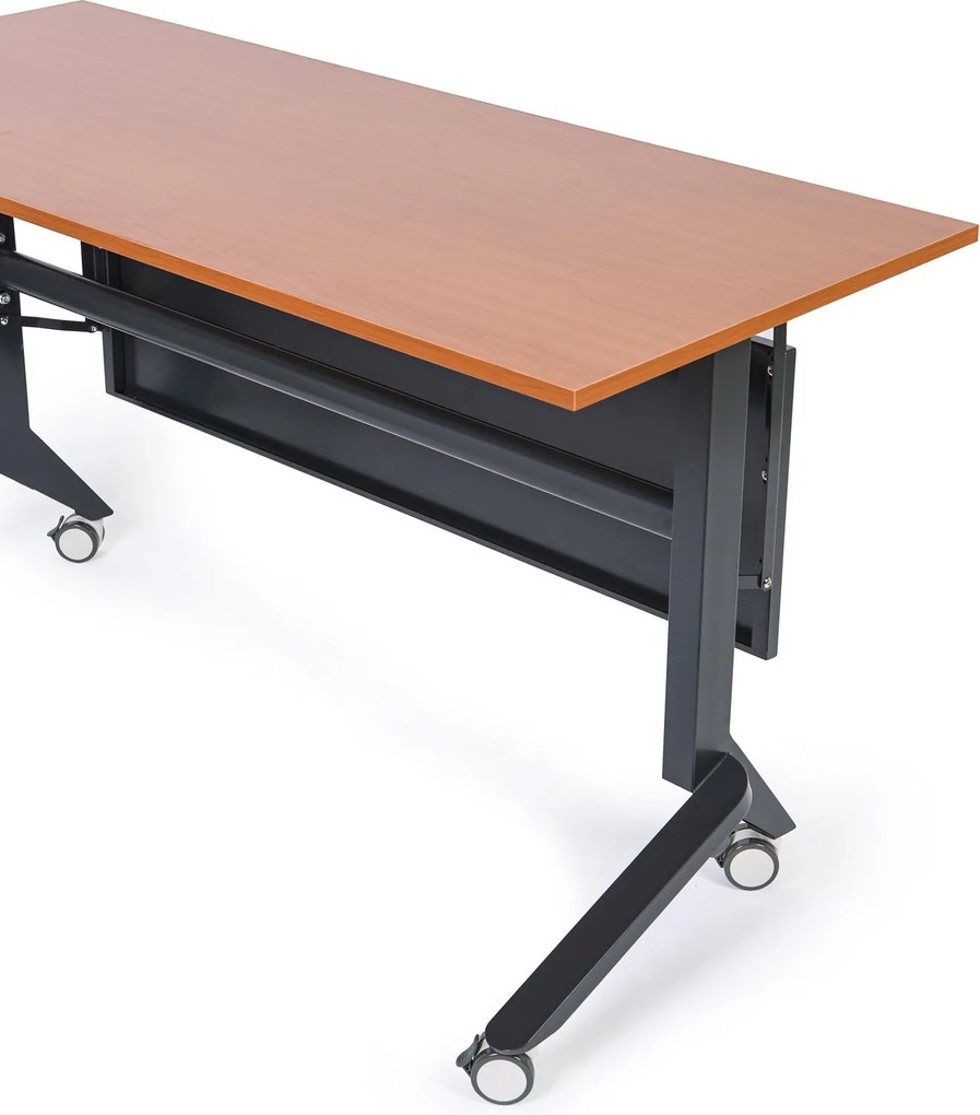 Mobilny stół PRIMO MOVE, 140x60 cm, czarna podstawa, brzoza