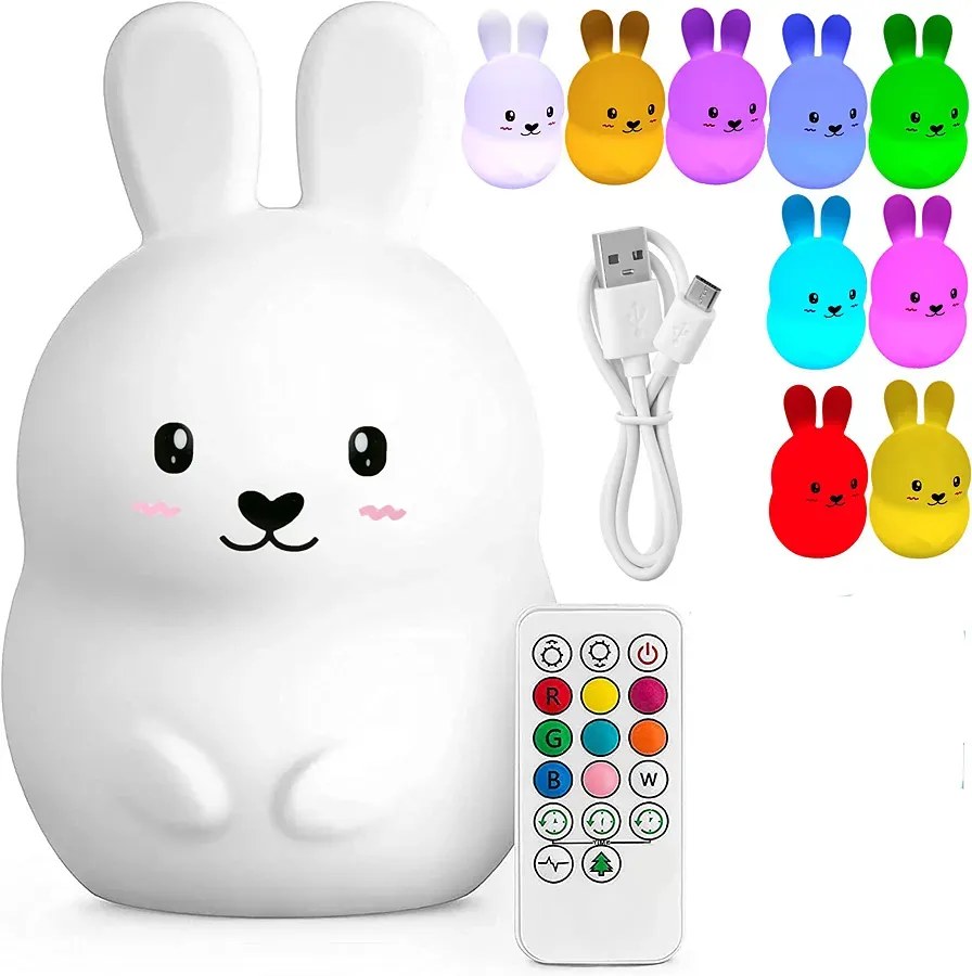 Lampka nocna LED RGB dla dziecka królik - Danola
