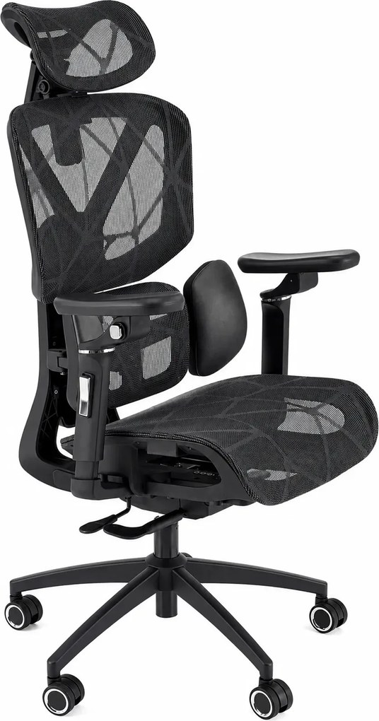 Czarny ergonomiczny nowoczesny fotel obrotowy do biura L1-P72