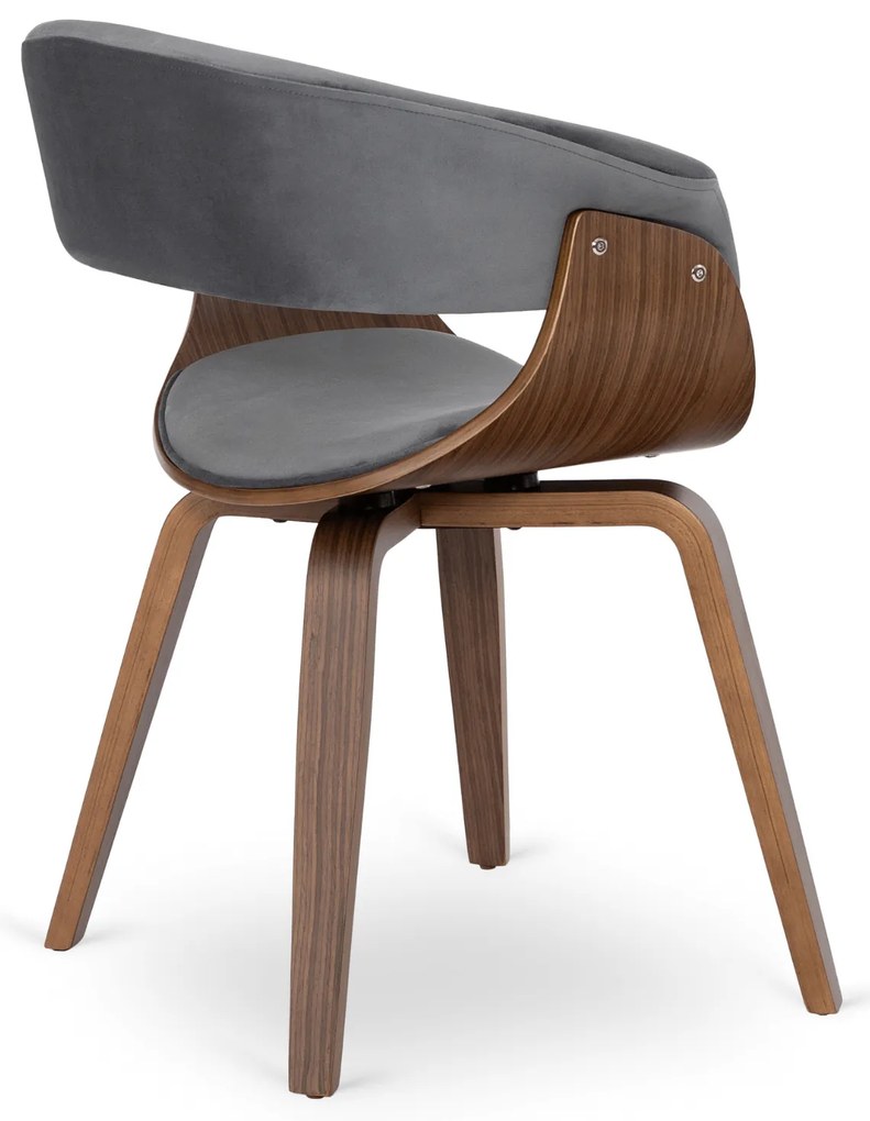 Krzesło Tapicerowane z Drewna Giętego Do Jadalni GARY Szare/Orzech Nowoczesne Loft