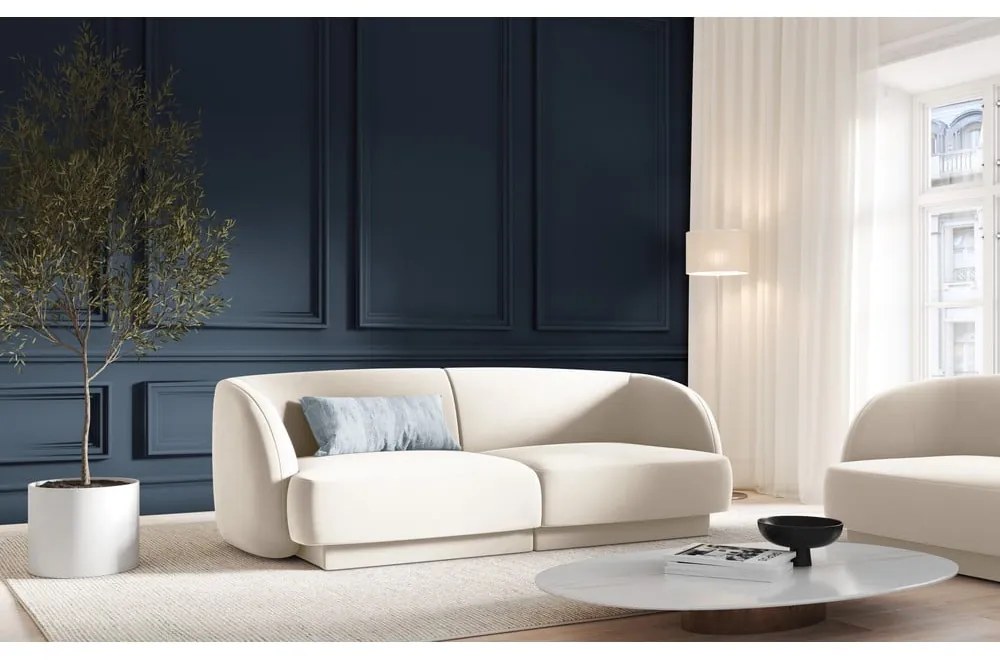 Beżowa aksamitna sofa 184 cm Miley − Micadoni Home