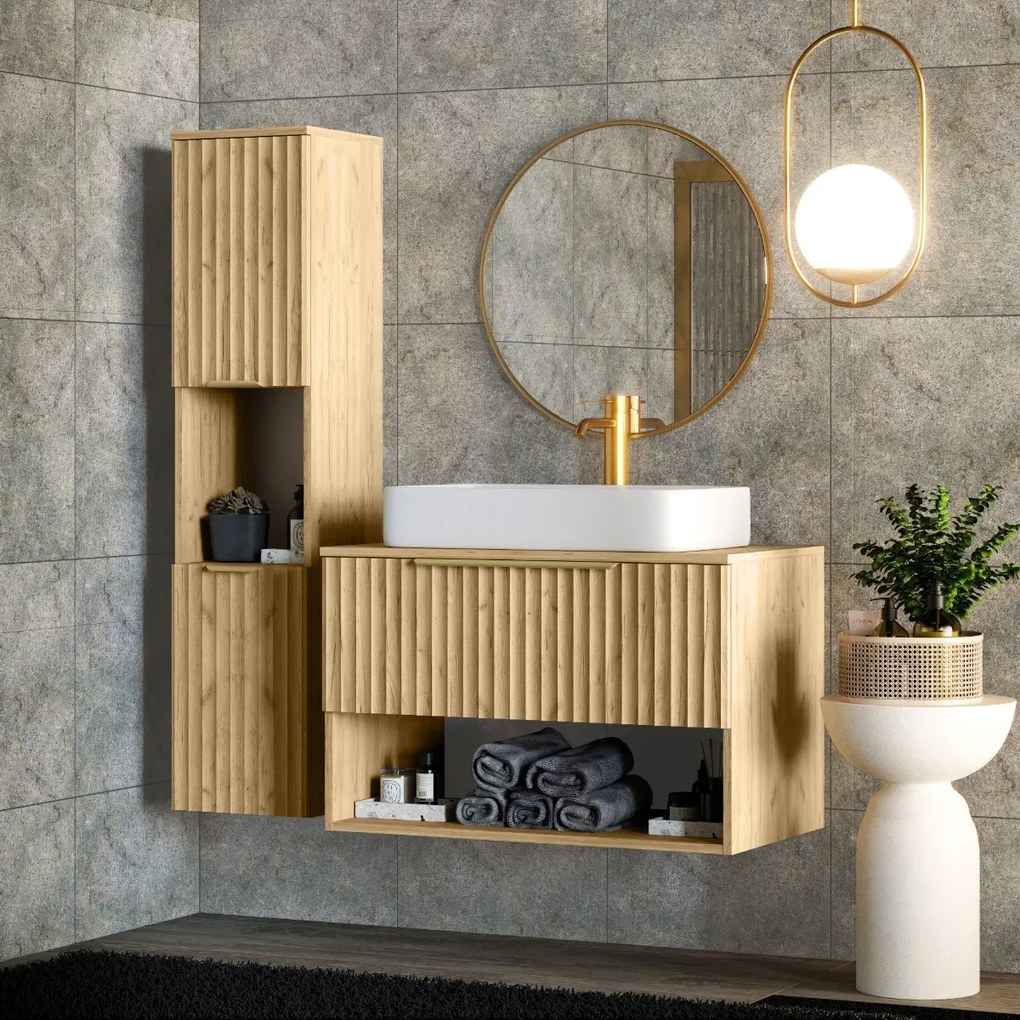 Szafka pod umywalkę nablatową TIBU 2.0 1S 80cm dąb złoty STRAMA