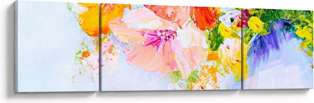 Obraz - Kwiaty, malarstwo (170x50 cm)