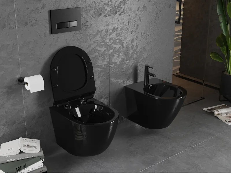 Mexen Lena miska wc Rimless z deską wolnoopadającą slim, duroplast, czarna połysk - 30224070