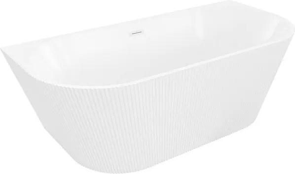 Mexen Oris wanna wolnostojąca przyścienna ryflowana 150 x 75 cm, biała, przelew biały - 52871507500-20