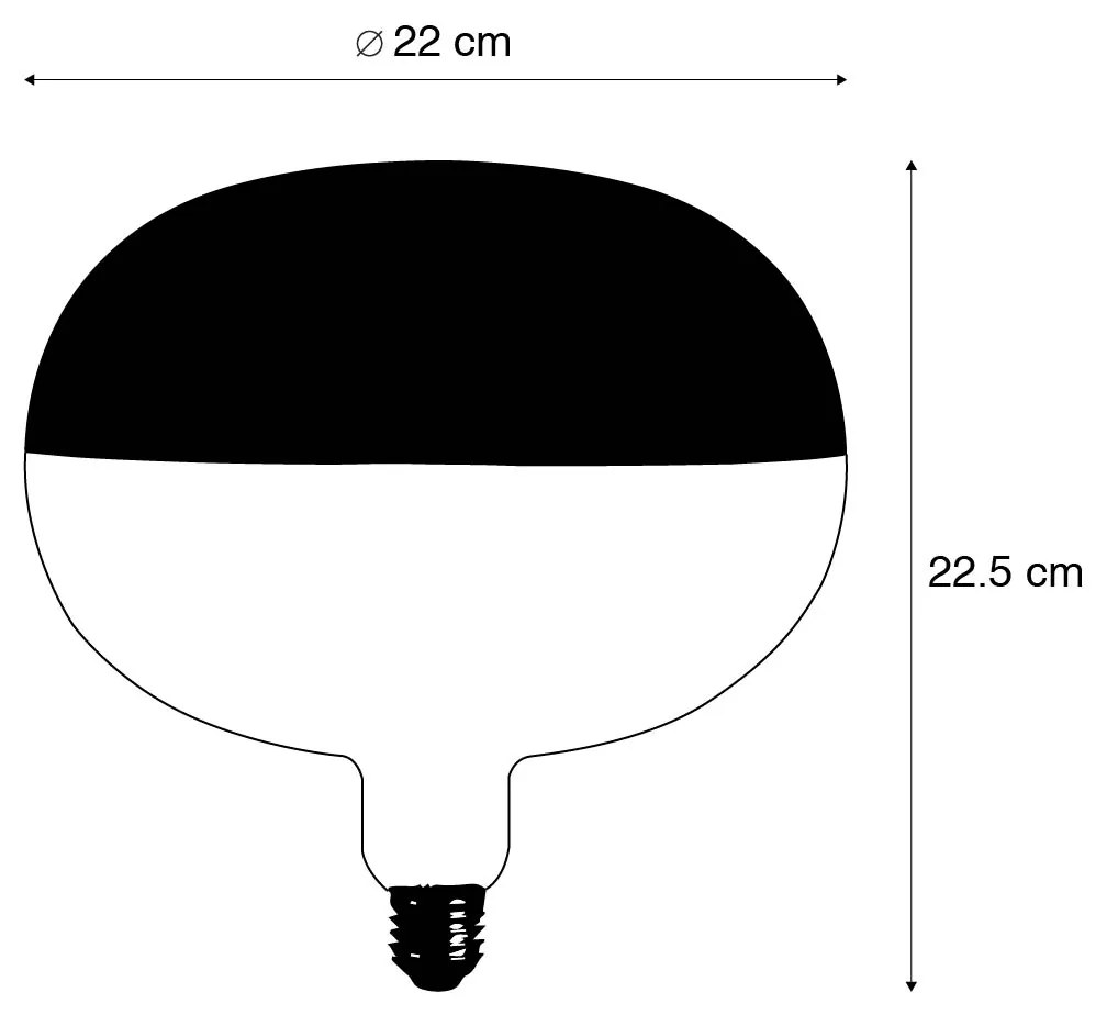 Żarówka LED E27 z możliwością ściemniania, lustrzana czarna, 6W, 360lm, 1800K