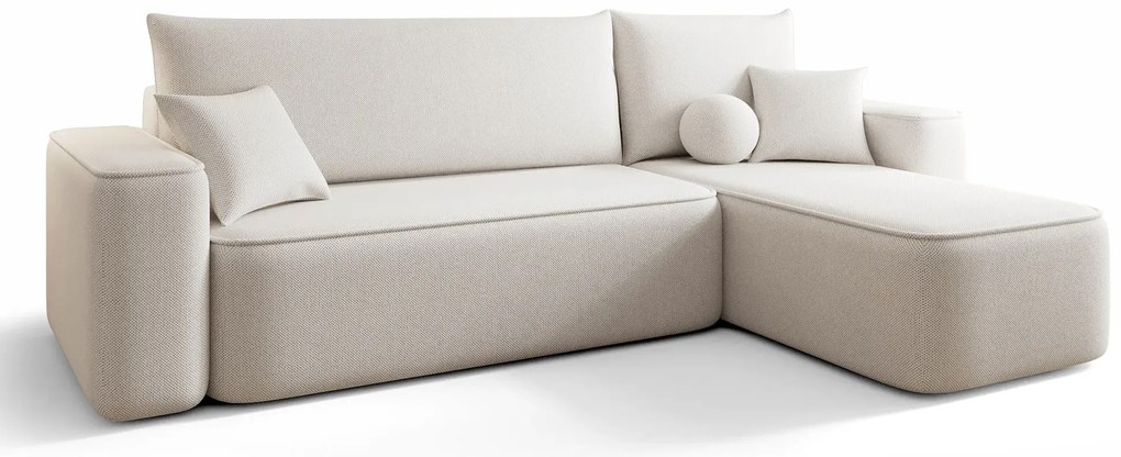 Kremowy narożnik tapicerowany z pojemnikiem W5-R97