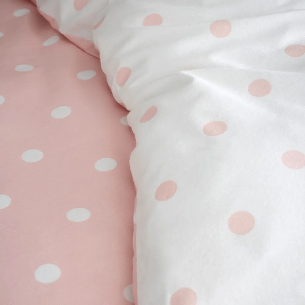 Biało-różowa flanelowa pościel jednoosobowa 135x200 cm Polka Dot – Catherine Lansfield