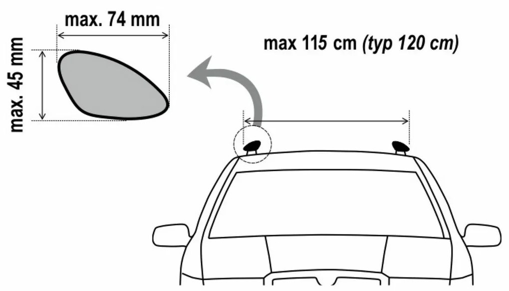 Poprzeczna belka blokująca ALU-TOP TÜV 120 cm, 2szt.