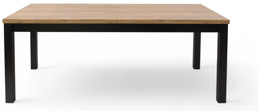 Stół rozkładany Werona 160-200x90 cm - dąb lefkas / czarne nogi