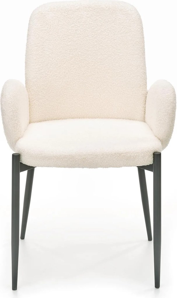 Krzesło do jadalni z podłokietnikami w tkaninie bouclé K477