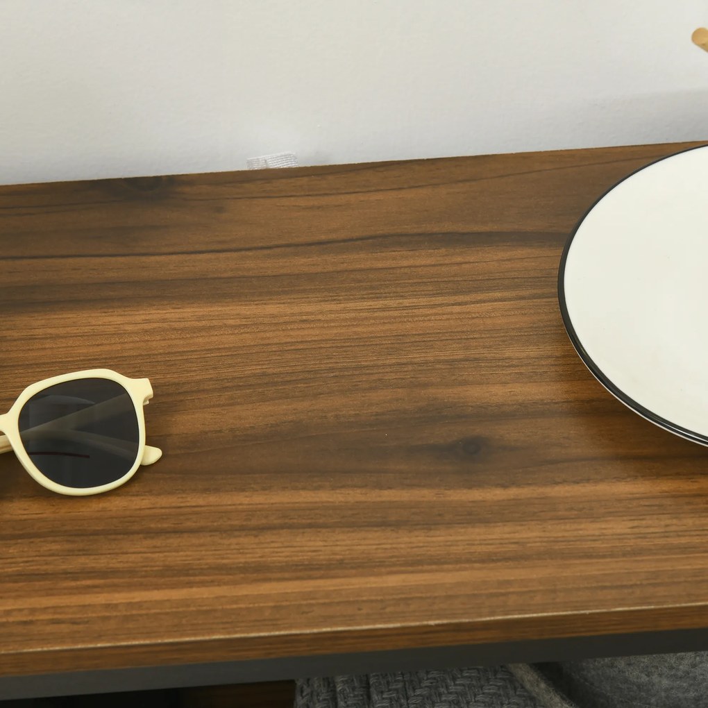 HOMCOM Stół konsolowy do korytarza z 2 półkami Metalowe zabezpieczenie przed przewróceniem Stylowy i funkcjonalny | Aosom PL