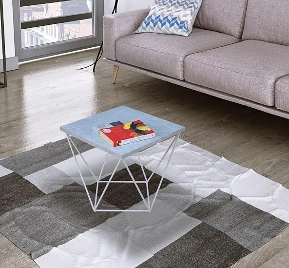 Minimalistyczny stolik kawowy beton + biały - Mokita 5X
