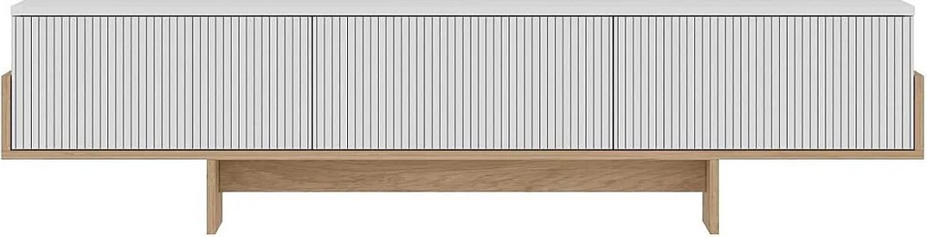 Stojak pod telewizor – 180 cm x 44,6 cm x 30 cm – dąb biały i szafirowy – płyta MDF