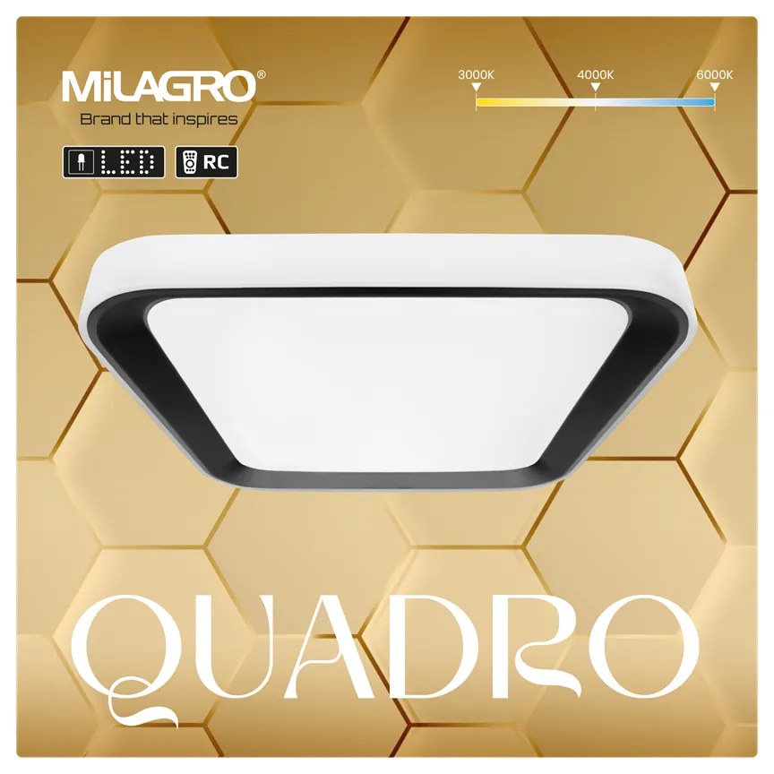 Plafon QUADRO BLACK 66W, kwadrat czarny