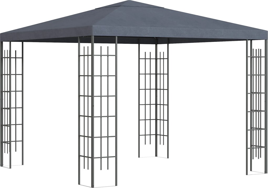 Outsunny Altana Ogrodowa 3x3m Szara Stal Poliester Namiot Imprezowy Wodoodporny na Zewnątrz | Aosom PL