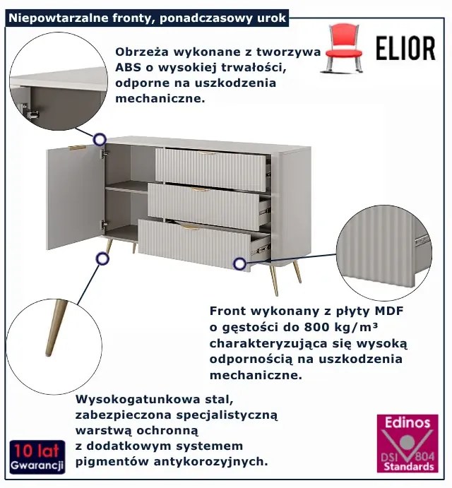 Beżowa komoda na złotych nóżkach  R7-A65
