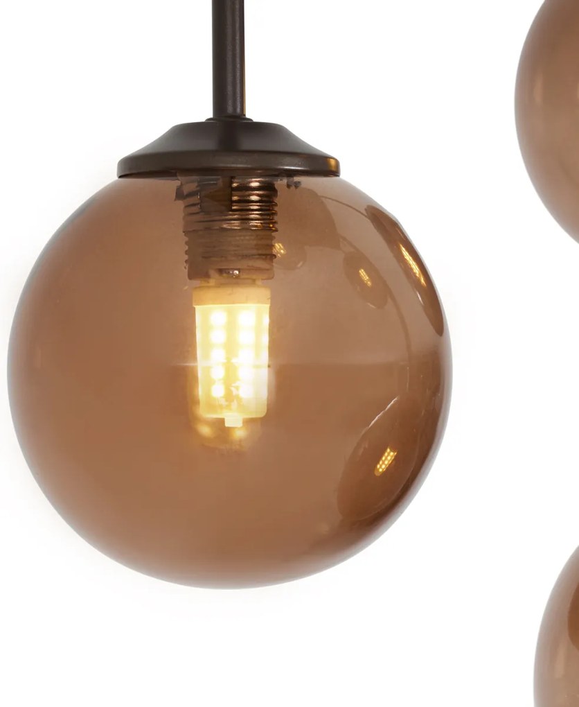 Designerska lampa sufitowa brązowa z brązowym szkłem 5-punktowa - AthensDesignerski Oswietlenie wewnetrzne