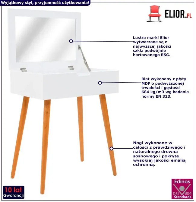 Toaletka w stylu skandynawskim z chowanym lustrem A5-C48