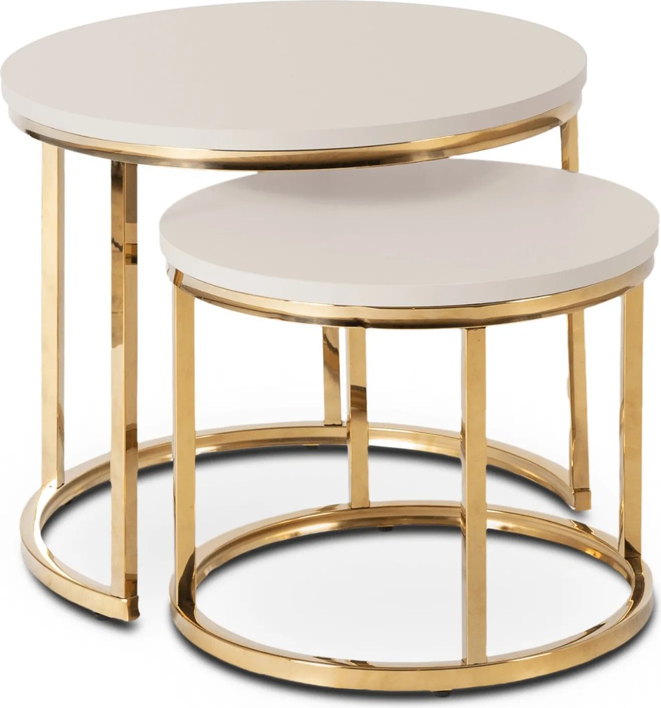 Zestaw Stolików Kawowych APULIA 43 cm/53 cm Kaszmir/Złoty Glamour