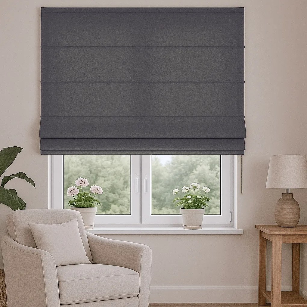 Roleta rzymska na wymiar Otto grafitowa półmatowy welur - do 200 cm