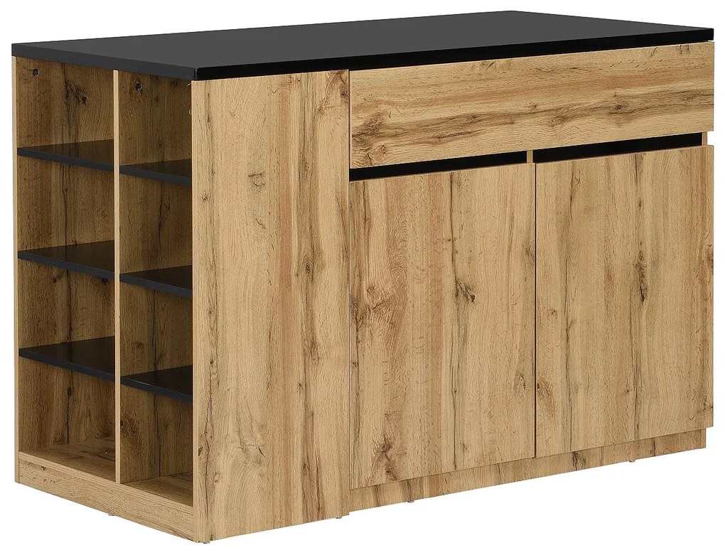 Wyspa kuchenna z miejscem do przechowywania - Kolor czarny i naturalny - MEILI