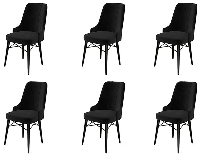 Zestaw krzeseł do jadalni Pare Black, 6 szt., 6 szt.