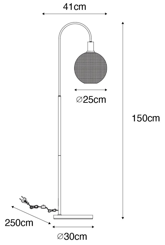 Designerska lampa podłogowa czarna z przydymionym szkłem - ChicoDesignerski Oswietlenie wewnetrzne