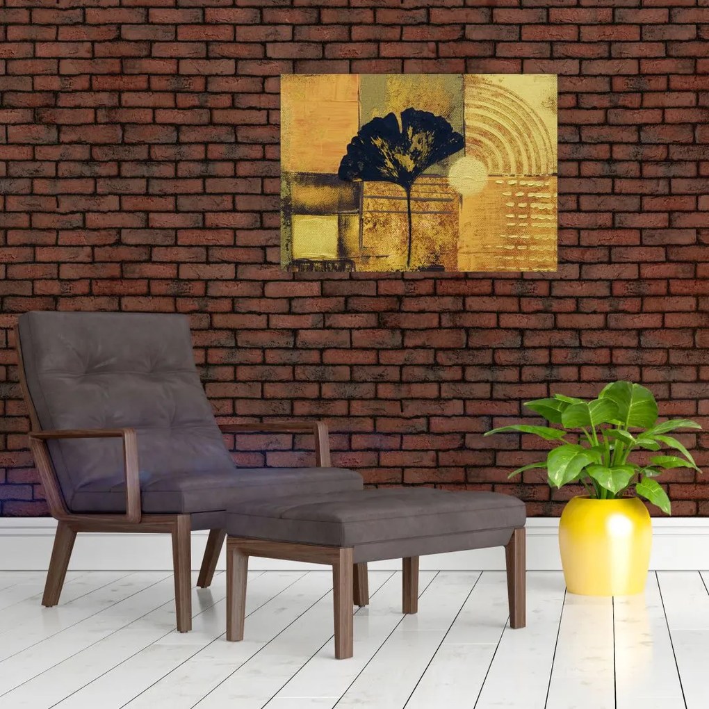 Obraz na szkle - Liść miłorzębu (70x50 cm)