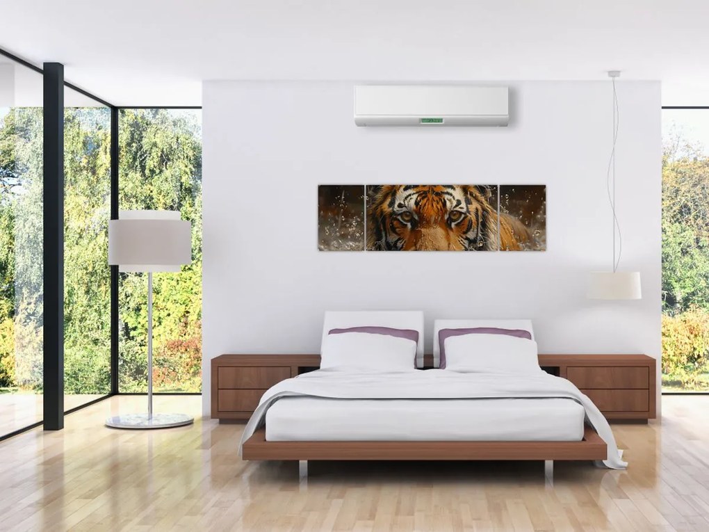Obraz - Portret tygrysa w wodzie (170x50 cm)