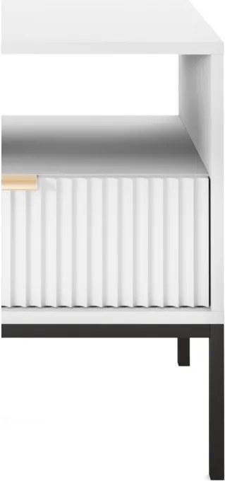 NAYA Stolik nocny S 54 biały | czarny stelaż